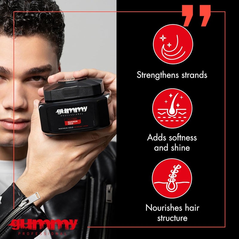 Gummy Professional Hair Gel - Maximum Hold, 23.5 Fl Oz (700ml) for Extreme Look - Image 3